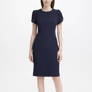 Calvin Klein Indigo Tulip-Sleeve Sheath Dress Size 4